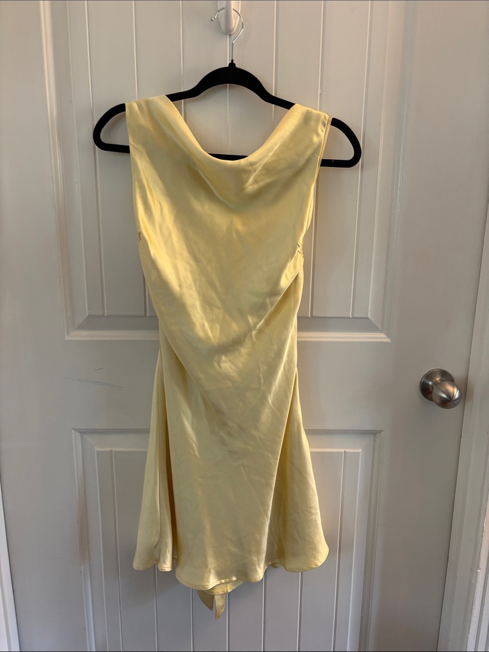 Satin Asymmetrical Pale Yellow Dress